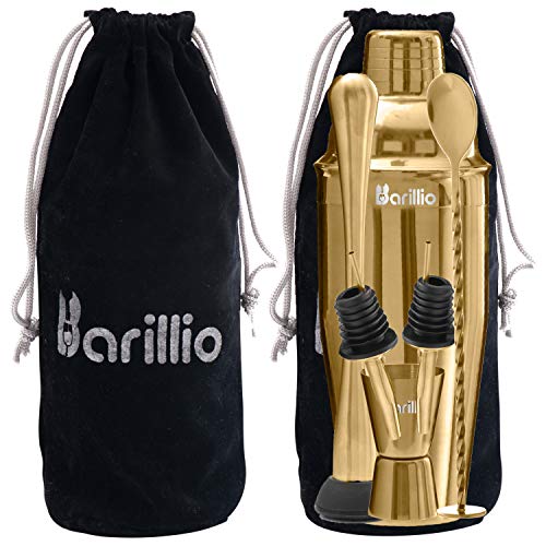 Barillio Cocktail-Shaker-Set aus Edelstahl, 680 ml, Martini-Mixer, Stößel, Rührlöffel, Messbecher, 2 Likörausgießer… – Bild 8