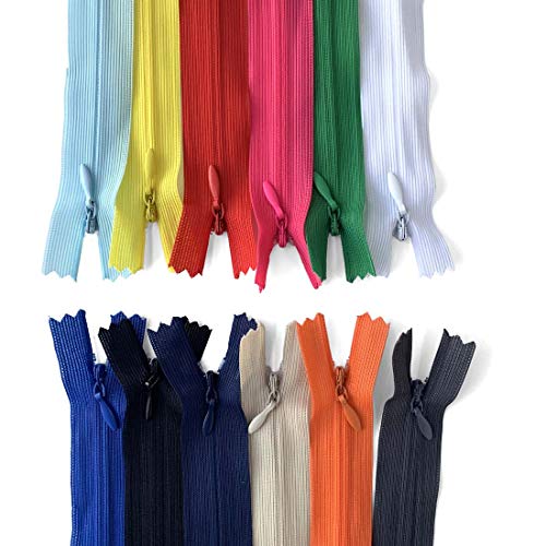 Yzsfirm 10 Pcs 20 Inch Real Silk Invisible Sewing Zipper Bulk,Rose Red