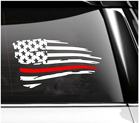 Firefighter Support Decal- Thin Red Line- White Decal