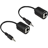 LINESO 2Pack 3.5mm Stereo to RJ45 Female Extender Over Cat5&Cat6 Cable (2X 3.5mm to RJ45 Female)