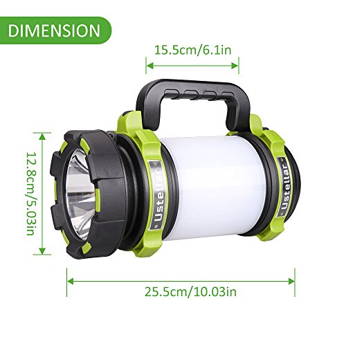 Ustellar Rechargeable 1000LM CREE LED Spotlight, Multi Function Outdoor Camping Lantern Flashlight, Hurricane Lantern, 4000mAh Waterproof LED Searchlight with USB Cable, for Hiking Fishing Emergency - Thumbnail 7