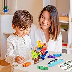 IPOURUP Dinosaur Toys for Kids 3-5: Wooden Stacking