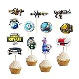 GEORLD 36Pcs Fortnite Battle Cupcake Topper for Party