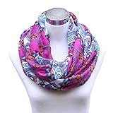 Lucky Leaf Women Cozy Fashion Gauze Loop Infinity Scarf Painting Artistic Zig Zag (Bohemia Fuschia)