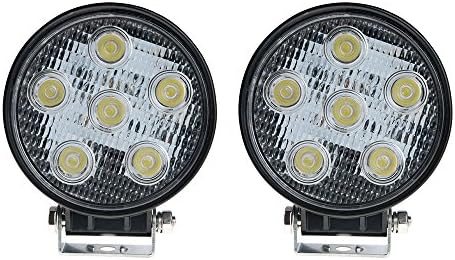 OFFROADINGLIGHT 2Pcs 18W Round Waterproof Work Light Spot Beam Fog Light DC 10-30V for Off-Road Van Jeep Car ATV SUV Boat