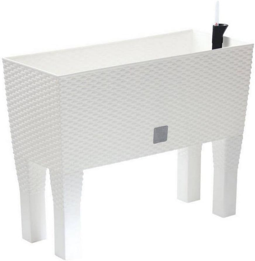 WHITE CASE LOW RATTAN POT FLOWER PLANTER + IRRIGATION SYSTEM QUALITY 60cm 30 LITRE (DRTC60H)