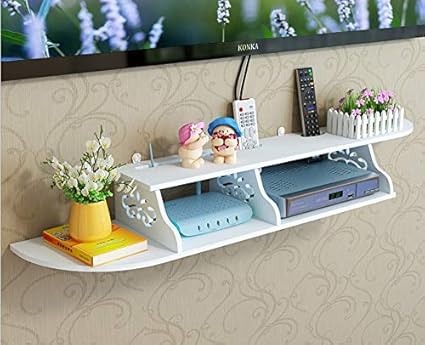 SS Arts Wood Plastic Set Top Box Stand Wall Mount (White)