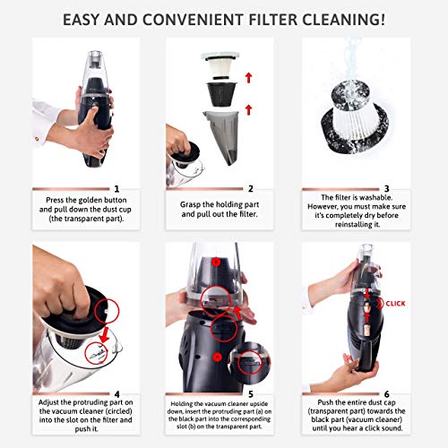 MEG Car Handheld Vacuum Cleaner Cordless, Rechargeable,106W Lithium Battery, Small&Lightweight