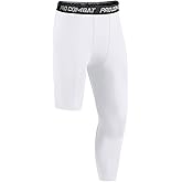 Niksa 1/2 Pack Men's Compression Pants, 3/4 One Leg Compression Tights Men Basketball Leg Sleeve Athletic Base Layer Leggings