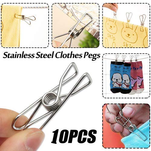 10 Pack 3.5 inch Jumbo Heavy Duty 304 Stainless Steel Wire Clips for