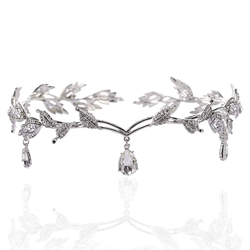 XYDZ Rhinestone Crystal Tiara, Wedding Tiara, Rhinestone Leaf Crown Crystal Frontals Imitation Hairstyles Wedding Silver Wedding Tiara Prom Accessory – Silver, Alloy, Crystal, Alloy, crystal