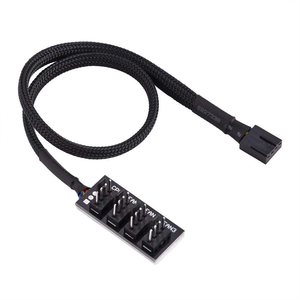 143 4-Pin Power Cable,Black Sleeved 4 Way PWM Splitter Hub,4-Pin Computer CPU/Case Fan Power Multi Splitter Connector Cable Adapter