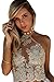 Simplee Apparel Women's Halter Neck Tank Crop Top Sleeveless Lace Vest Bustier, Gold, 1/9, Large