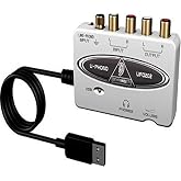 Behringer UFO202-BK USB Audio Interface Vinyl Recording Bundle, Black