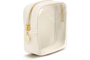 Wandering Nature Clear Makeup Bag for Purse Mini Make up Cute Cosmetic Bag Pouch for Women with Slip-in Pockets Travel Toiletry Essentials Eco Vegan Leather Organizer Bags(Patent Pending)