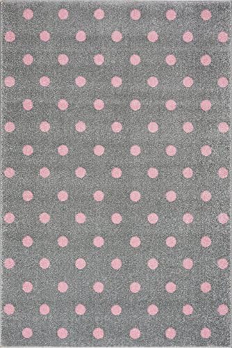 Kids Love Rugs Kids rug CIRCLE silver-gray/pink 100x150cm (3'3" x 4'11")