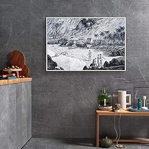 Floating Framed Canvas Wall Art for Living Room, Bedroom Black and White Landscape Canvas Prints for Home Decoration Ready to Hang - 16x24 inches