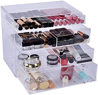 Lafun 4 Tier Clear Acrylic Cosmetic Makeup Cube Organiser with Removable Divider