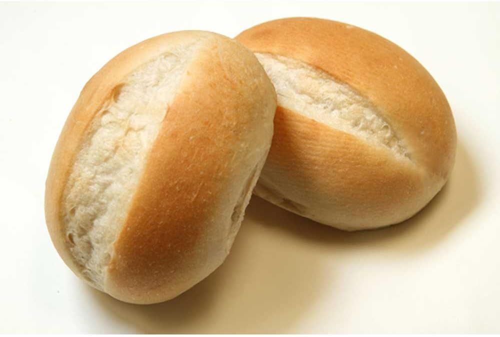 Rotellas White Large Split Top Hard Dinner Roll, 4 inch Length - 12 per pack -- 6 packs per case.