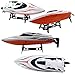 Fisca RC Racing Boat 2.4G Remote Control High Speed Electric Fast Boat (15MPH+) Toy with Two Hatches for Pools and Lakes, Capsizing Reset Function Transmitter with LCD Screen