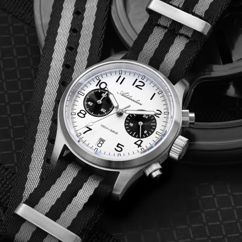 ADDIESDIVE 39 MM Chronograph Watch Panda Dial Quartz VK64 Movement Synthetic Sapphire Super Lume 100 M Mens Waterproof Watches Comfortable Nylon Strap