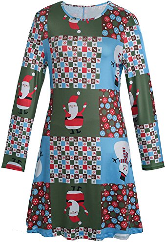 For G and PL Christmas Tree Santa Claus Women Printed Club Wear Bodycon Longsleeve Swing Costumes Dress M