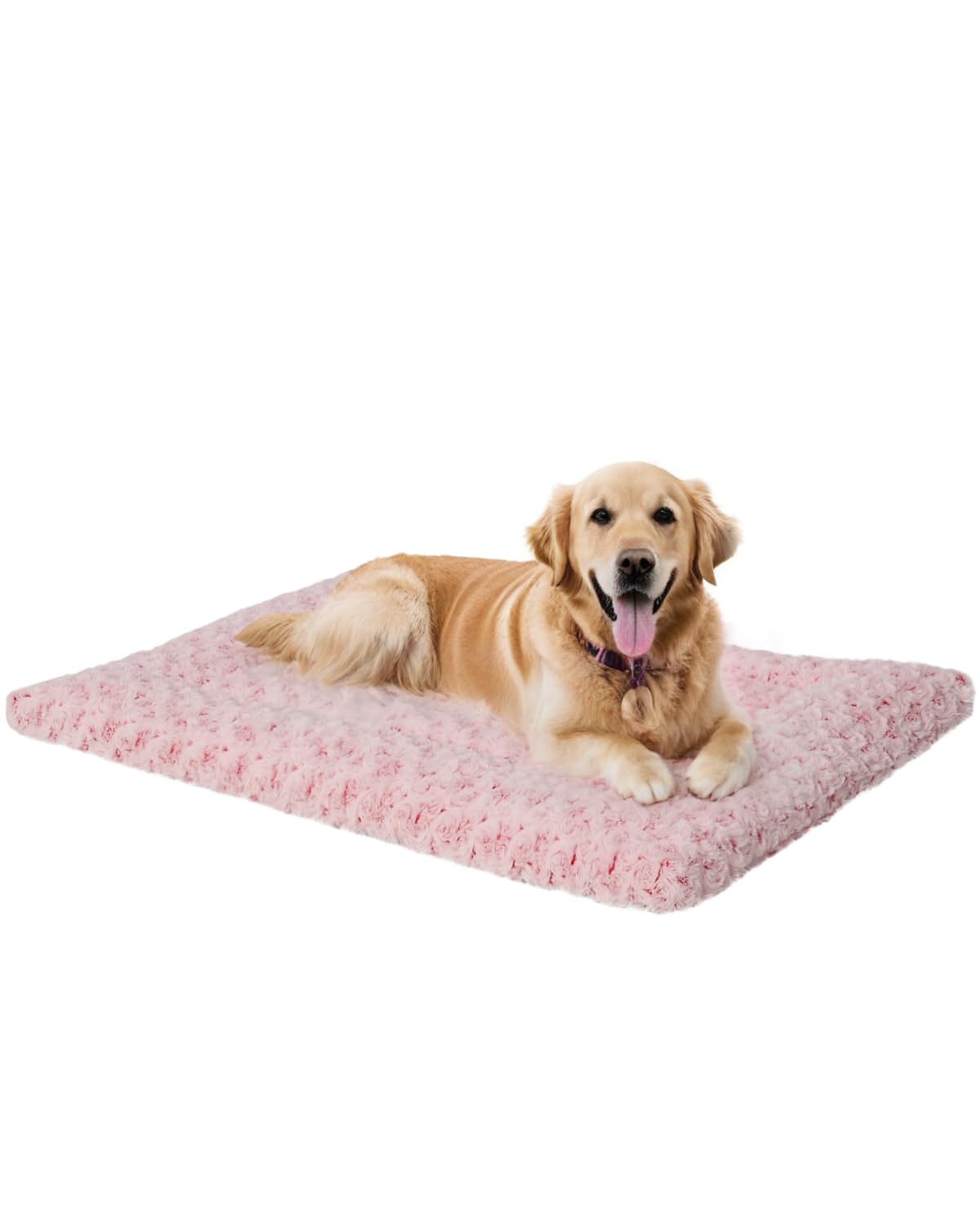 Photo 1 of Washable Dog Bed Mat Crate Pad Soft Fluffy Pet Kennel Beds Dog Sleeping Mattress for Large Jumbo Medium Small Dogs, 41 x 27 Inch, Pink