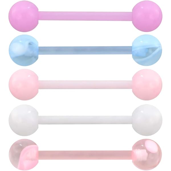 thumbnail image 2 of Tongue Piercing Suotarn 40pcs 14G Mix-Color Stainless Steel Straight Barbell Tongue Rings Bars Piercing 5/8" Length Acrylic Glow In Dark Flexible 2 of 9