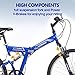 Murtisol Folding Mountain Bikes 26” Foldable Bikes with Softtail Full Suspension & Designed Folding Fork & Adjustable Seat & 7 Speeds Derailleur (Blue White)thumb 4