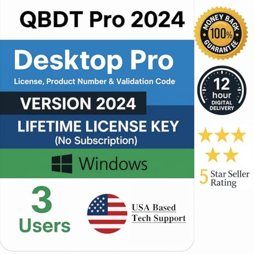 QB Desktop Pro 2024 | 3 User's | Digital Download | Lifetime | Amazon Message Delivery(Within 12hrs) | 100% Money Back Guarantee