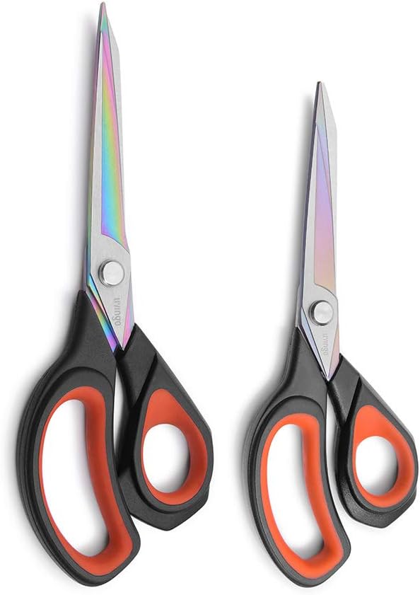 LIVINGO Premium Tailor Scissors Heavy Duty Multi-Purpose Titanium Coating Forged Stainless Steel Sewing Fabric Leather Dressmaking Softgrip Shears Professional Crafting (9.5 INCH) : Office Products