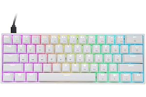 EPOMAKER SKYLOONG GK61 SK61 61 Keys Hot Swappable 60% Mechanical Keyboard with RGB Backlit, Doubleshot ABS Keycaps, Dustproof for Win/Mac/Gamers（Gateron Optical Red, White