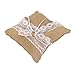 ULTNICE 20 x 20cm Hessian Burlap Wedding Ring Bearer Pillow Cushion (Brown)