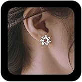 Iaceble Boho Crystal Circle Earrings Cz Circle Stud Earrings Minimalist Rhinestone Cluster Earring Jewelry for Women