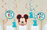 amscan 1st Birthday Mickey Mouse Swirl Decorations 12Count Party Supplies Mickey Fun to Be One! One Size, Multicolor