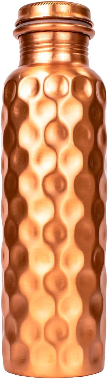 Zap Impex Copper Water Bottle Ayurvedic Health Benefits Diamond Pattern Water Bottle (1 Bottle)