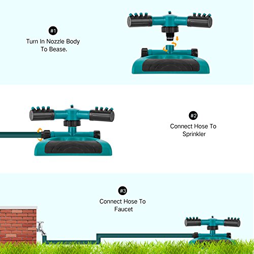 Garden Sprinkler, 360° Rotating Adjustable Lawn Sprinkler Irrigation System With Leak Free Design, Easy Hose Connection Garden Irrigation for Lawn, Courtyard, Garden - Thumbnail 5