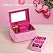 Musical Jewelry Box for Girls Ballerina Music Box Kids Jewelry Boxes Pink Glittery Musical Storage Box with Drawer for Little Girl's Gifts Lamir