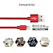 Becaso Lightning Cable, 5' Nylon Braided Charging Cable Cord Lightning to USB Cable Charger, Compatible with iPhone 7/7 Plus/6/6S/6 Plus/6S Plus/5S/5C, iPad, iPod and More - Red - 3 Piece