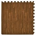 Walnut Printed Wood Grain Interlocking Anti-Fatigue Puzzle Floor Tiles Mats - 24" x 24"