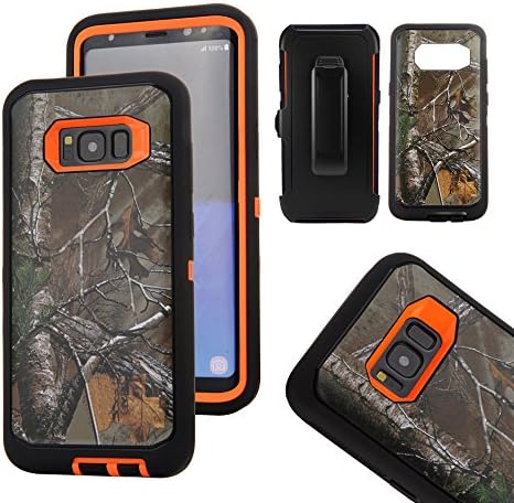 Galaxy S8 Camo Case, Kecko Heavy Duty Premium Hybrid High Impact Shock Absorbent Scratch Resistant Military Grade Protective Shell Cover Case with Belt Clip for Samsung Galaxy S8 (Xtra Orange)
