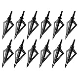 Sinbadteck Hunting Broadheads, 12PCS 3 Blades Archery Broadheads 100 Grain Screw-in Arrow Heads Arrow Tips Compatible with Crossbow and Compound Bow (Black)
