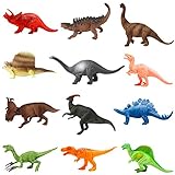 Animals Figure, 12 Piece 7'' Jungle Animals Toys Set Plastic, Dinosaur Toys, Wild Animals Learning Toys and Party Favor Toys for Boys - Forest Dinosaurs Figures Playset for Kids