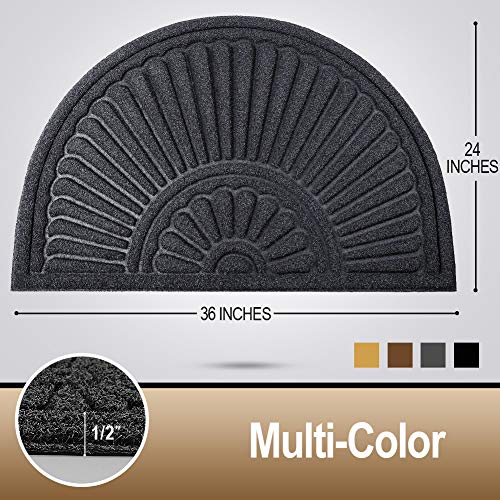 Mibao Half Round Door Mat, Rubber Doormats Entrance Way Mat
