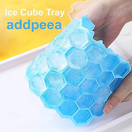 Ice Cube Trays, Silicone Ice Cube Molds with Lids, Reusable Ice Maker 74-Ice Trays BPA Free, for Whiskey, Cocktail, Jelly and Chocolate Stackable, Flexible, Safe Ice Cube Tray, Easy to Release