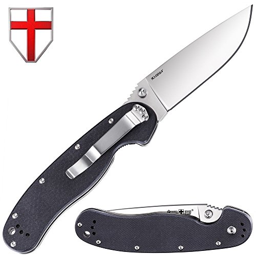 Pocket Knife Grand Way S-28 - Hight Quality Folding Knife with Black G-10 Handle - Good for Camping, Survival, Outdoor and Indoor activities