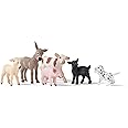 Schleich Farm World 6-Piece Baby Farm Animal Toy Gift Set Including Donkey Foal, Lamb, Calf, Dalmatian Puppy and Goat Kid