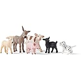 Schleich Farm World 6-Piece Baby Farm Animal Toy Gift Set Including Donkey Foal, Lamb, Calf, Dalmatian Puppy and Goat Kid