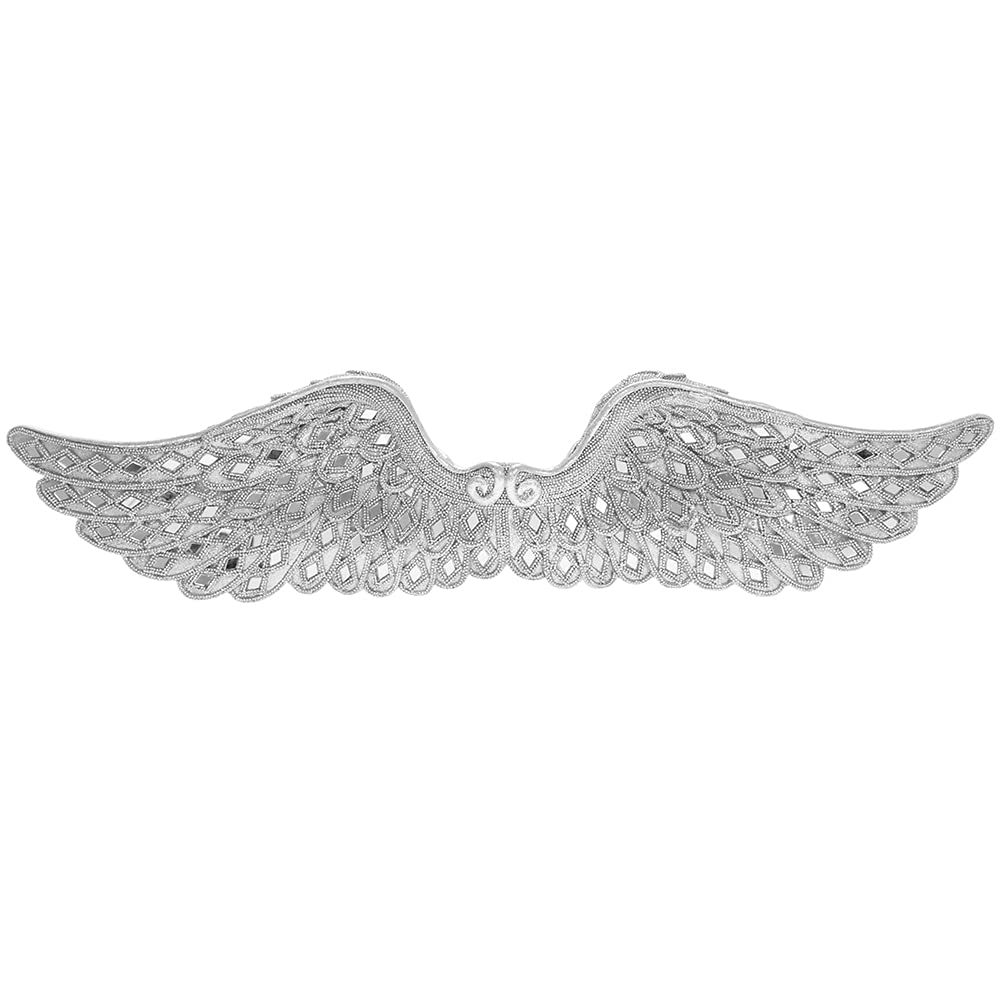 Lesser & Pavey 20 Inch Silver Art Angel Rhombus Wings Diamond Patterns Ornament Figure Decor
