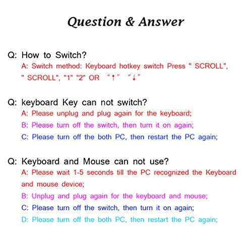 iKKEGOL 2 Port USB HDMI KVM Switch Switcher Build in Cable for 2 PC Share HDTV Monitor Keyboard Mouse Sharing - Thumbnail 7